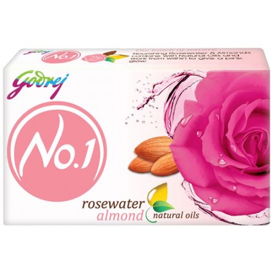Godrej No 1 Bathing Soap (Rosewater & Almonds), 100g pack of 4