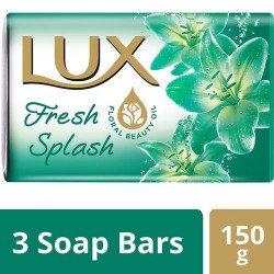 Lux Soap Bar - Water Lily & Cooling Mint, Fresh Splash 150 gm each Pack of 3